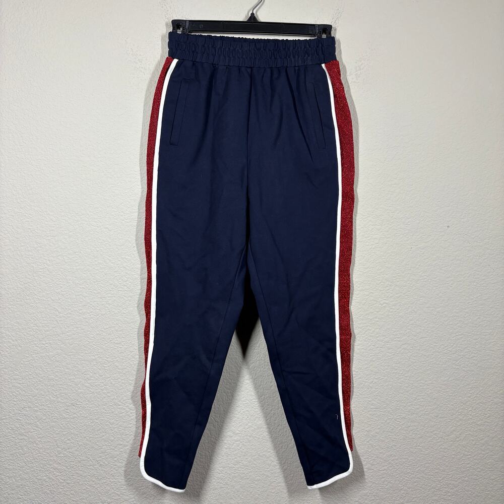 Jill Womens Size XS Vesey Multi Track Pants Blue White Red Elastic Waist